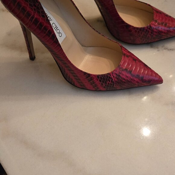 Jimmy Choo Anouk Red Snakeskin/Elaphe Pumps - Picture 4 of 12